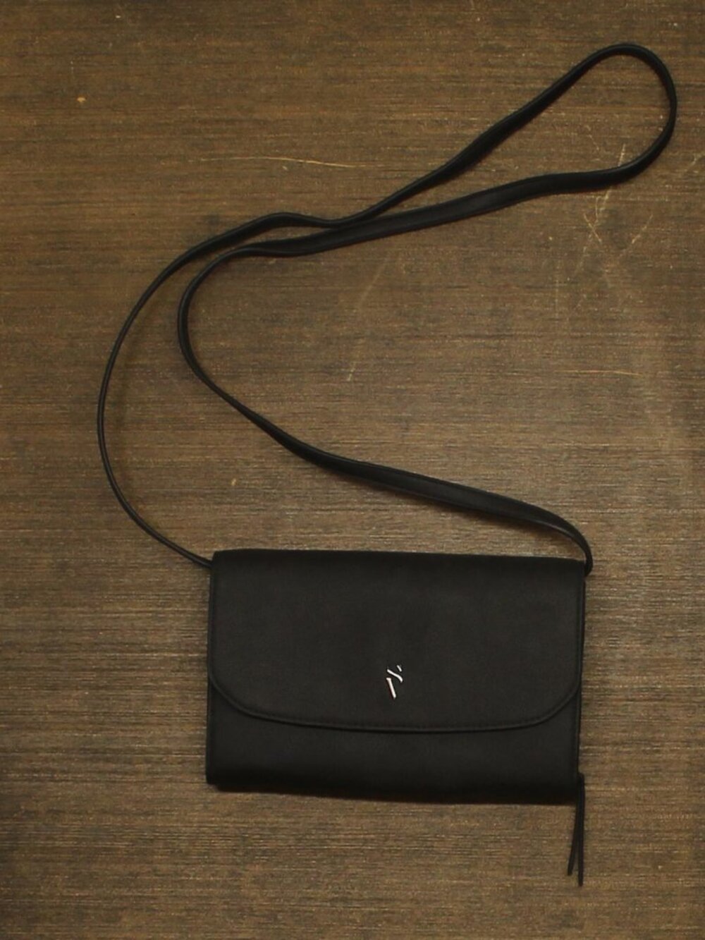 Simply Vera Vera Wang Faux Leather Adjustable Clutch Shoulder Bag Black One Size